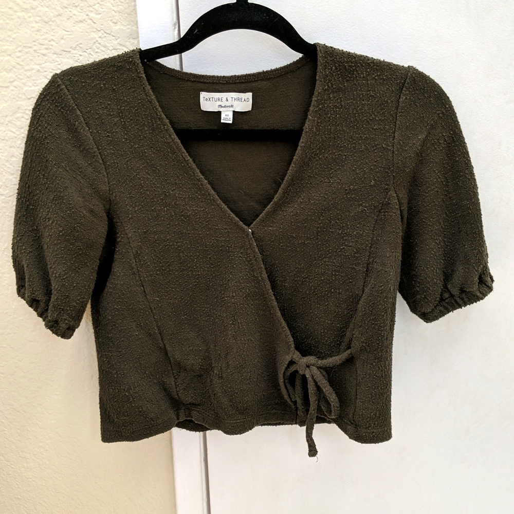 Madewell Wrap Top - Olive Green XS